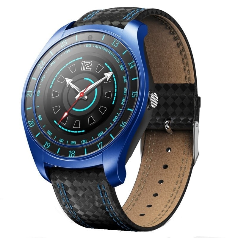 Ceas Smartwatch Techstar® V10 Albastru, Carbon Metal, Cartela SIM, 1.22 inch, Alerte Sedentarism, Hidratare, Bluetooth 4.0