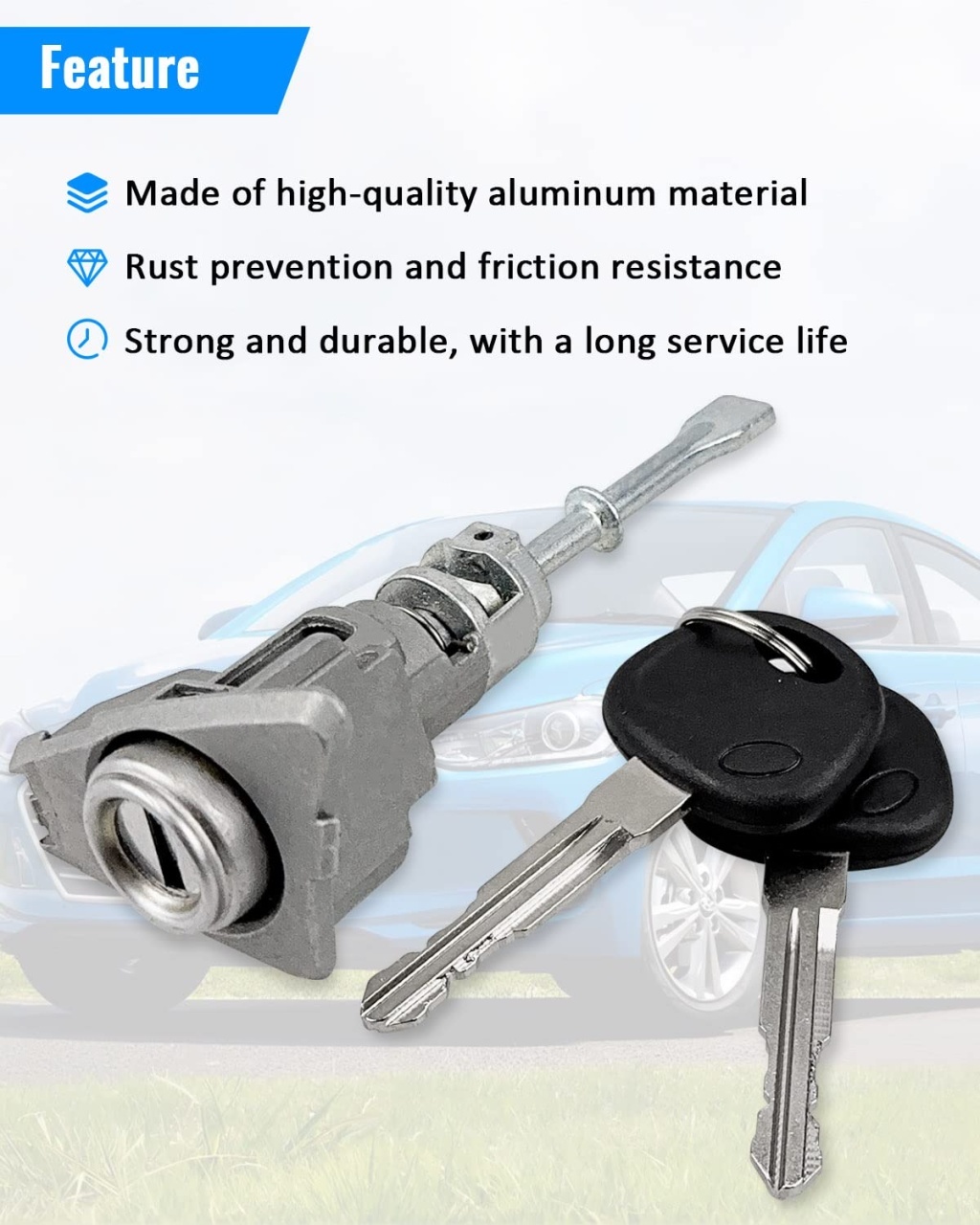 Cilindru Incuietoare Usa Stanga Fata cu 2 Chei pentru Hyundai Elantra (2011–2016) | OE 81970-3XA00 - 3 | YEO