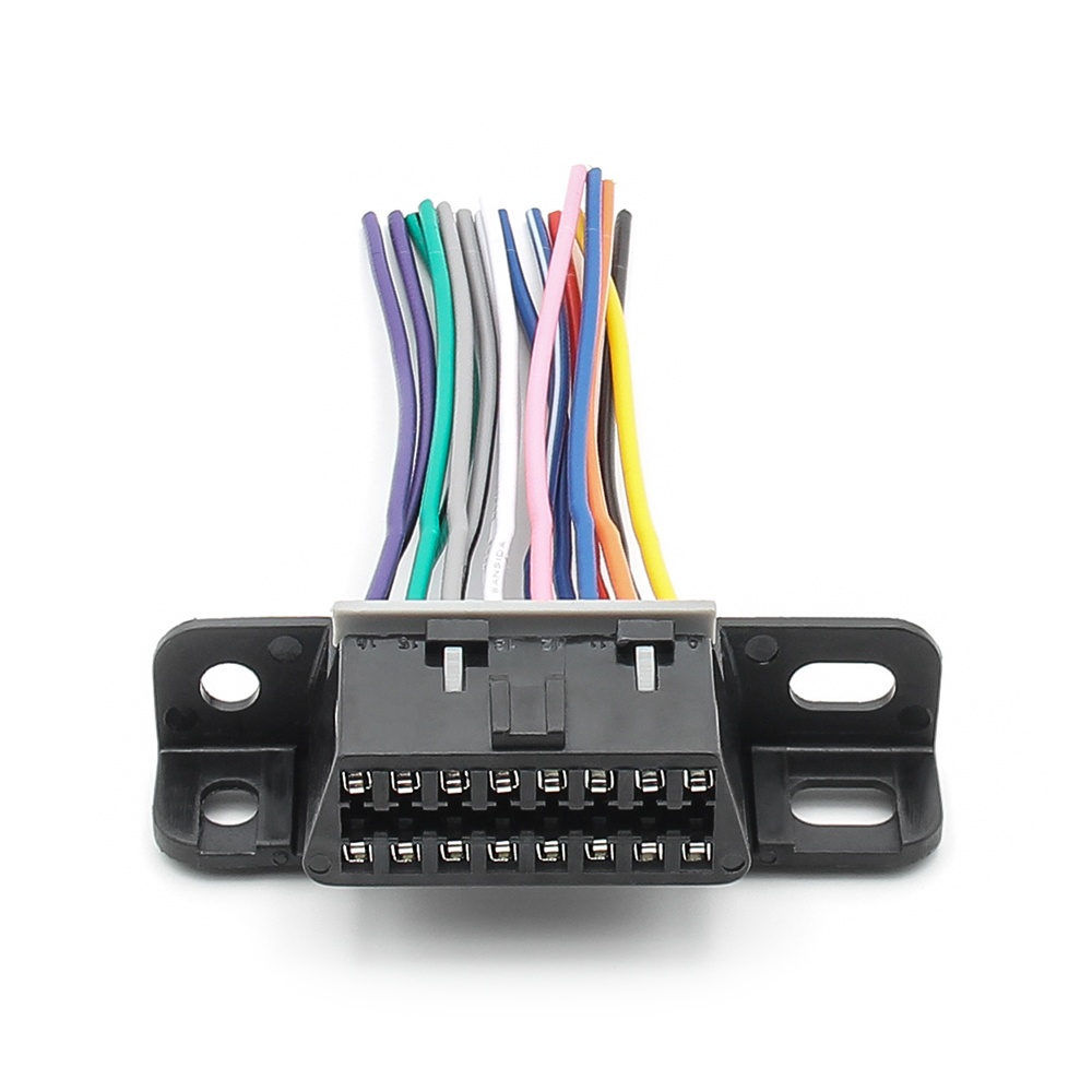 Conector OBD2 femela 16 pini cu fire, Techstar, pigtail 10 cm, J1962 Type A 12V – pentru relocare/inlocuire port - 1 | YEO