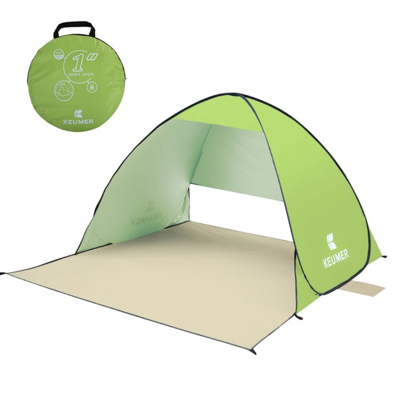 Cort Pentru Plaja Verde Deschis Anti-UV Tip Pop-up cu Deschidere in Spate Pentru 2 Persoane Marime 200x120x130cm - 3 | YEO