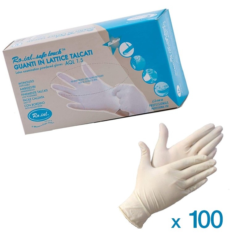 Cutie cu 100 de Manusi Roial de Protectie, din Latex, Albe, Marimea S, de Unica Folosinta, Pudrate