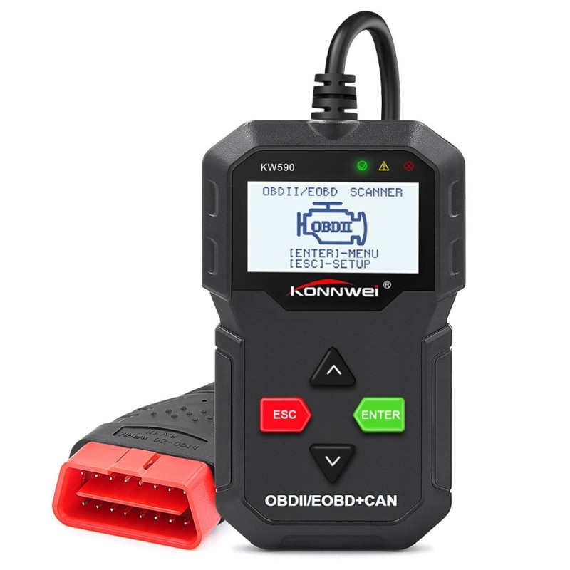 Diagnoza OBD2 KONNWEI KW590, Black, Afisare Erori si Descriere, Resetari, Live Data, ELM 327 OBDII Resigilat