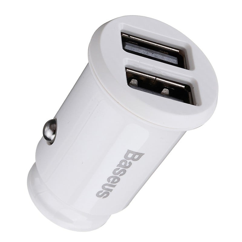 Incarcator Auto Premium Baseus Mini V3, Alb, Ultra Compact, Dual USB, 3,1A, 15,5W - 1 | YEO