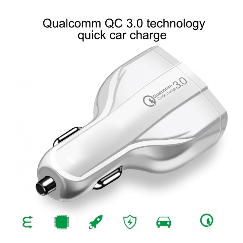 Poze Incarcator Auto Techstar® Turbo Fast, 5V, 3.5A ,QC3.0, DUAL USB, Universal, Alb