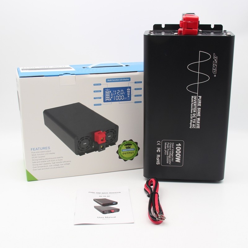 Poze Invertor de putere cu undă sinusoidală pură Techstar®, DC 24V la AC 220V, Afișaj LCD, 1000w, Pretabil Rulota, Autorulota, Camper, Barca, Casa independenta, Testat Osciloscop