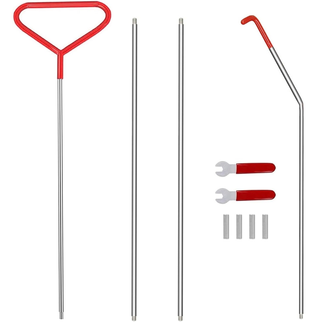 Kit tija deschidere usi auto 170 cm – Set 10 piese, otel inox, maner ergonomic, extensibil pe segmente, cu scule demontare panouri incluse
