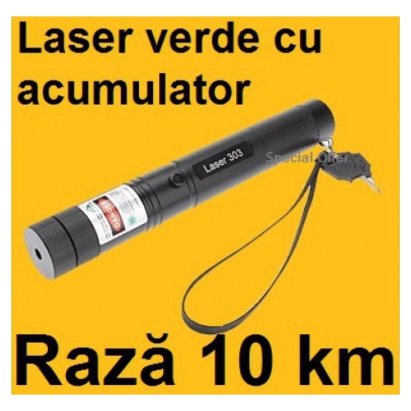 Laser Portabil Puternic cu Lumina Verde 1000mW si raza de 10 km - 1 | YEO