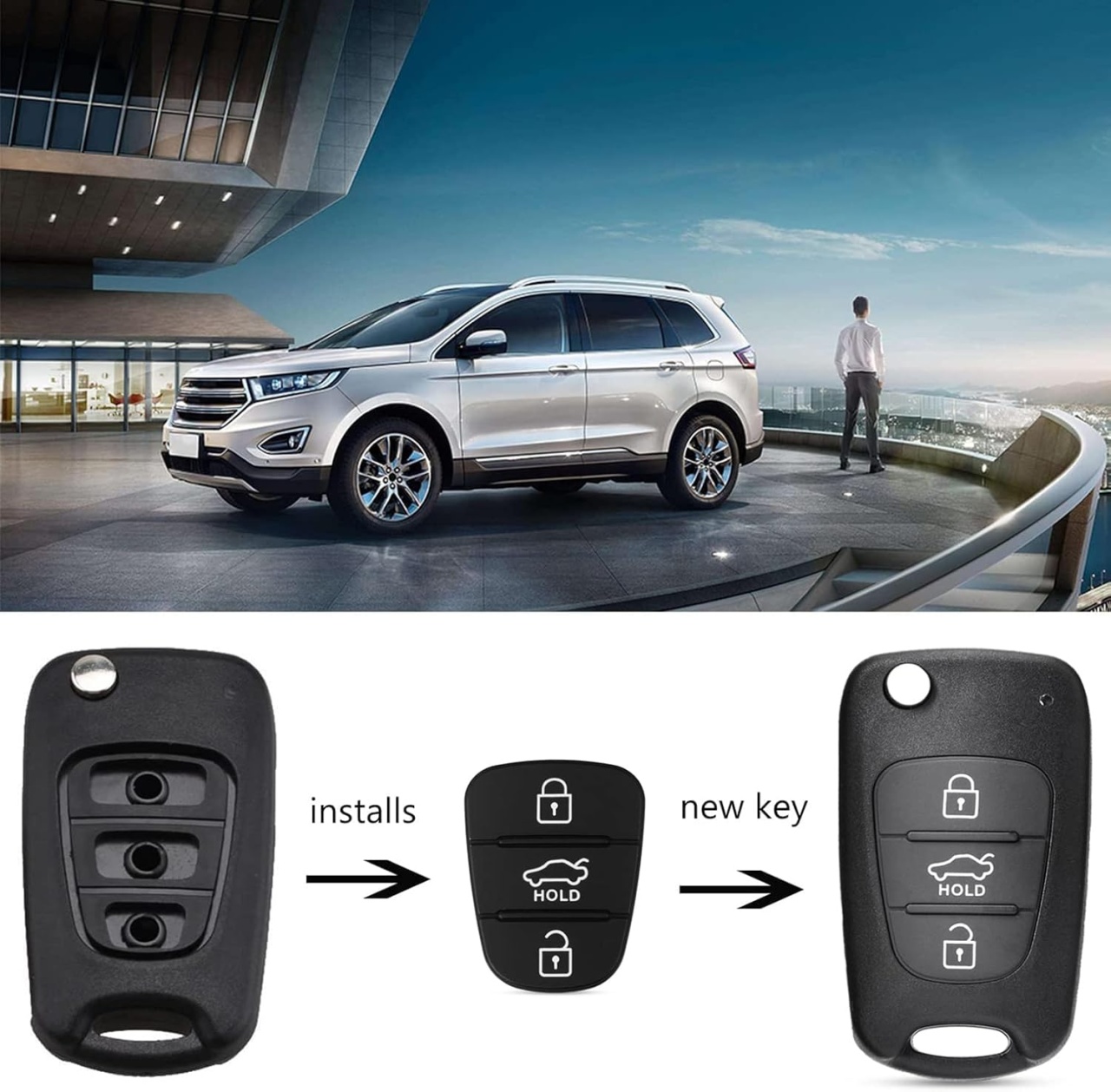 Membrana Cauciuc Cheie Auto cu 3 Butoane – Compatibila Hyundai i10, i20, i30, ix35, Kia Ceed, Rio, Sportage, Venga – inlocuire pad telecomanda - 2 | YEO