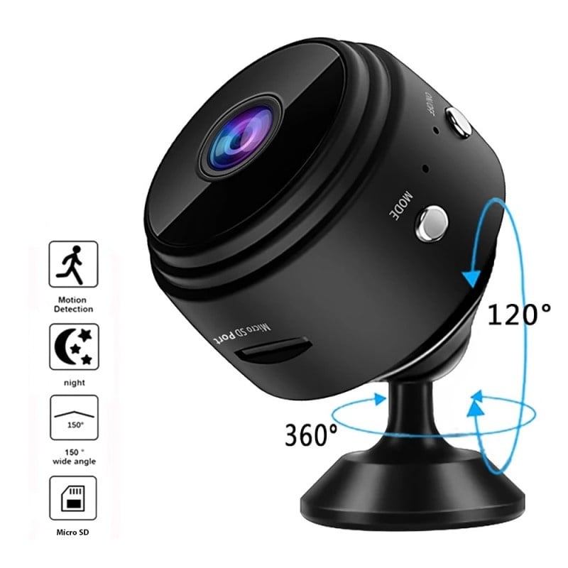 Mini Camera Supraveghere Techstar® RL-96, 1080P Full HD, Wifi, Modul Noapte IR, Detectare Miscare, Unghi Filmare 150°, Card Micro SD, Negru - 3 | YEO