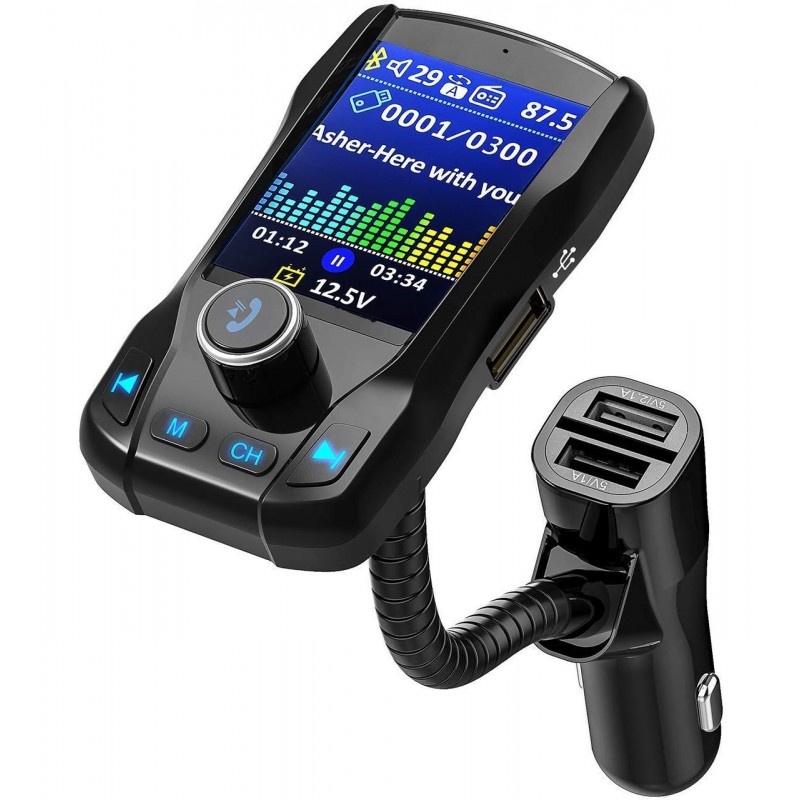 Modulator FM Transmitator Auto Techstar® EQ-Onever, Bluetooth 4.0, Wireless, Onever, cu Display 1.8