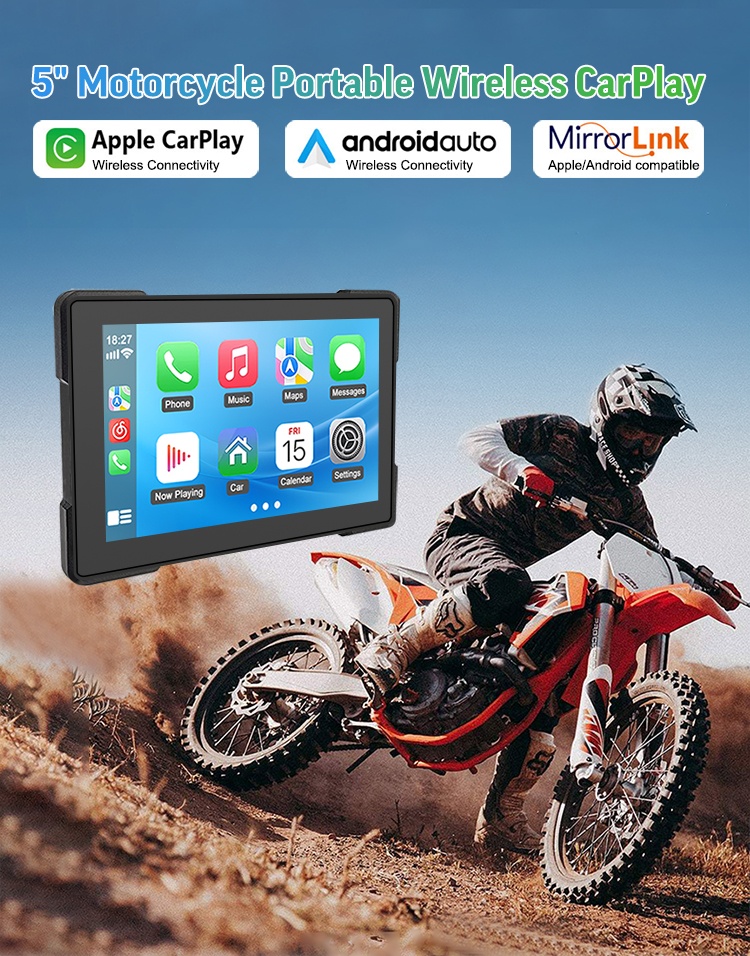 Navigatie Auto Carplay si Android Auto pentru Motociclete, Techstar® 5003P, Display 5