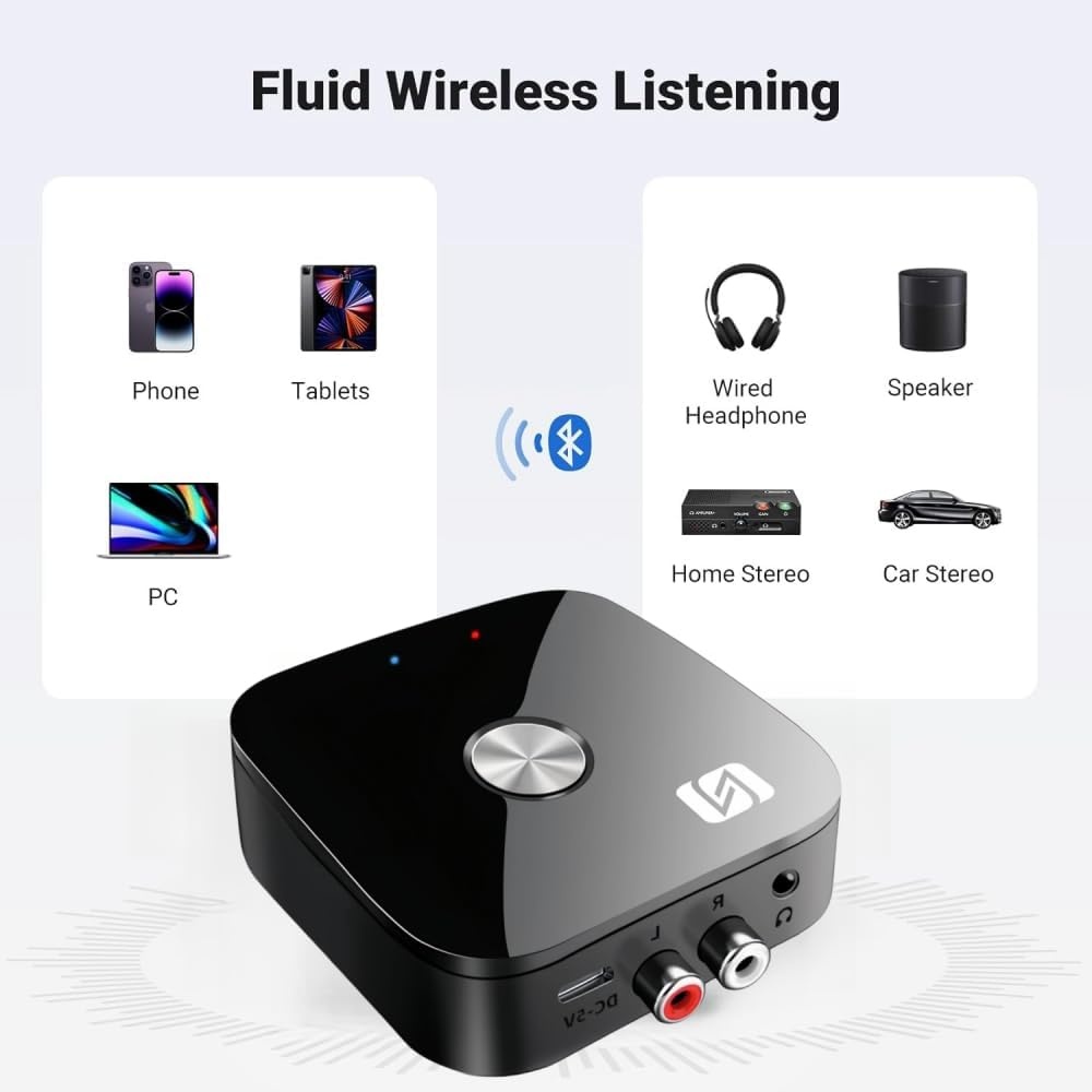 Receptor Receiver Audio Bluetooth Techstar T68, BT 5.3, NFC, RCA L/R + AUX 3.5mm, USB U-Disk, Telecomanda IR, HiFi, 10m, Negru - imagine 4