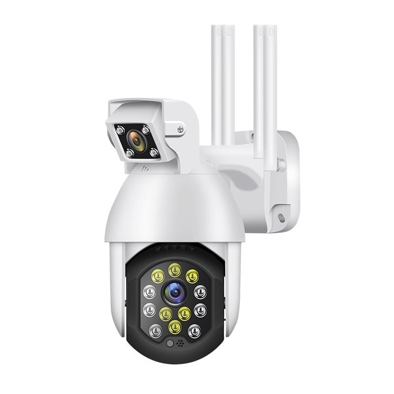 Resigilat Camera Supraveghere IP PTZ Techstar® P19D, Camera Duala, Wireless, 320°, 1080p, IR+LED, Exterior, ONVIF, NVR, Senzor Miscare, Alarma