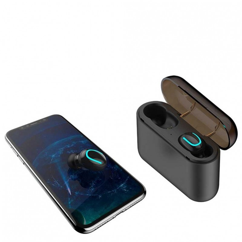 Resigilat Casti Wireless Q32 TWS Techstar®, Bluetooth 5.0, Conexiune Instanta, Waterproof IPX5, 1500mAh, Touch, Negru - 1 | YEO