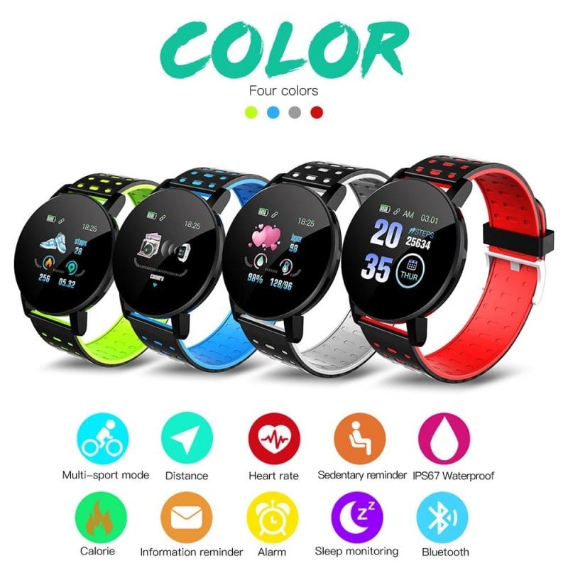 Resigilat Ceas Smartwatch Techstar® 119 Rosu, 1.3 inch IPS, Monitorizare Cardiaca, Tensiune. Bluetooth, IP65 - 2 | YEO