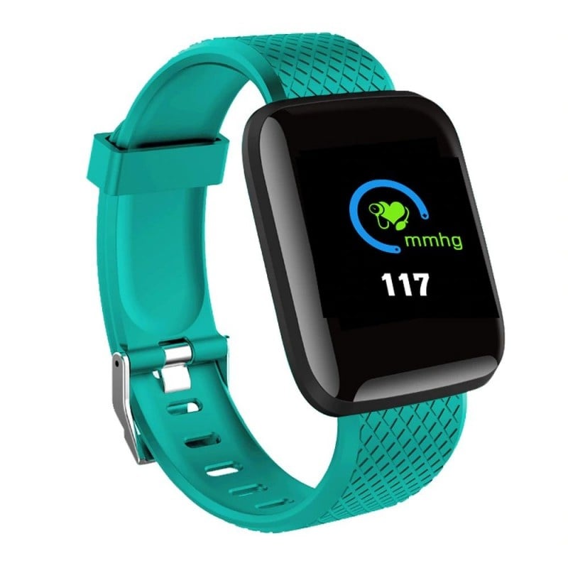 Resigilat Ceas Smartwatch Techstar® D13 Verde, Ecran LCD 1.3inch, Bluetooth 4.0, Compatibil Android & iOS, Unisex, Rezistent la Apa