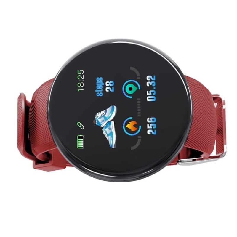 Resigilat Ceas Smartwatch Techstar® D18, 1.3inch OLED, Bluetooth 4.0, Monitorizare Tensiune, Puls, Oxigenarea Sangelui, Waterproof IP65, Rosu - 2 | YEO