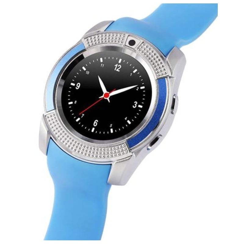 Resigilat Ceas Smartwatch V8 Albastru HandsFree Bluetooth 3.0 Micro SIM Android Camera 1.3MP - 2 | YEO