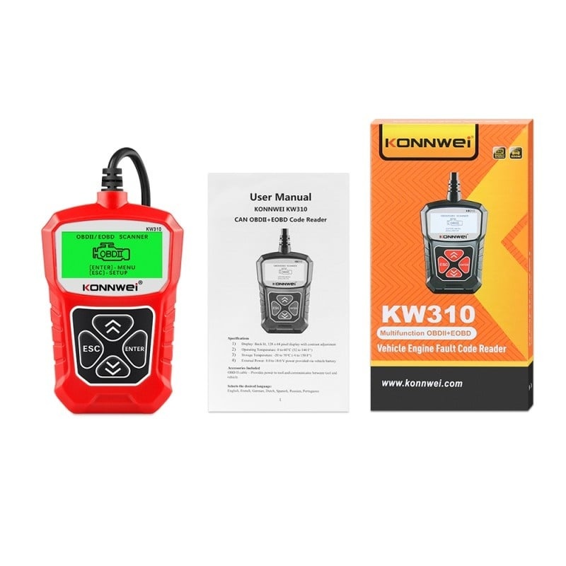 Resigilat Diagnoza OBD2 KONNWEI KW310, Red, Afisare Erori + Descriere, Resetari, Live Data, ELM 327 OBDII - imagine 5