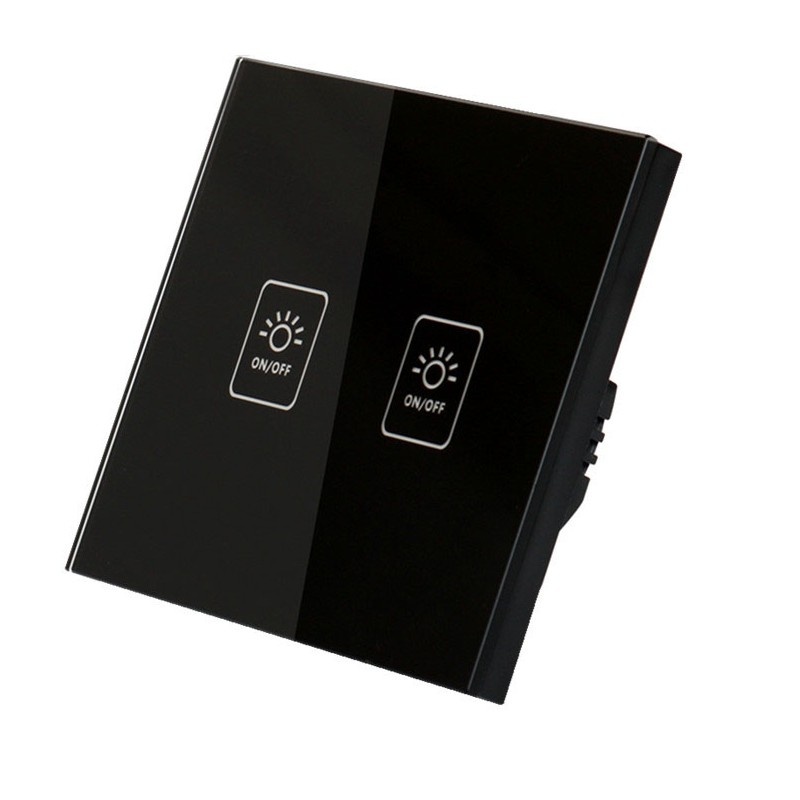 Resigilat Intrerupator Touch Techstar® TG02, Sticla Securizata, Design Modern, Iluminare LED, 2 Faze, Negru - 1 | YEO