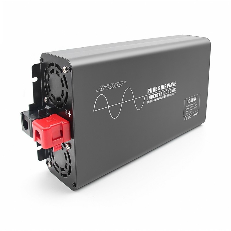 Resigilat Invertor de putere cu undă sinusoidală pură Techstar®, DC 12V la AC 220V, Afișaj LCD, 1000w, Pretabil Rulota, Autorulota, Camper, Barca, Casa independenta, Testat Osciloscop - 1 | YEO