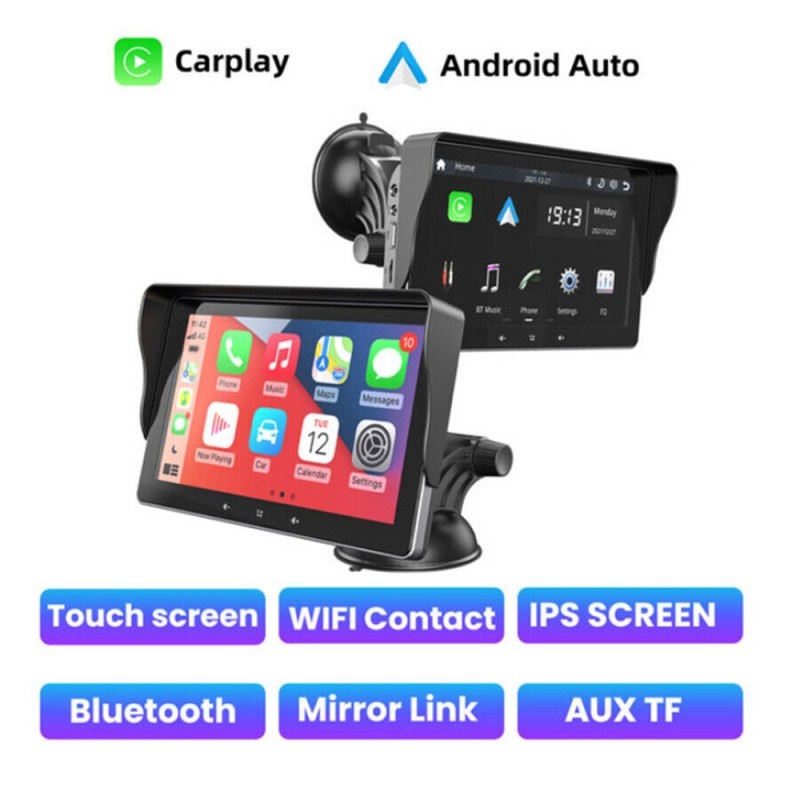 Resigilat Sistem Multimedia Techstar® Apple Carplay/Android, Ecran tactil, 7 inch 1080P Full HD, Bluetooth, Mirror Link/card TF/USB/AUX, Negru - 2 | YEO