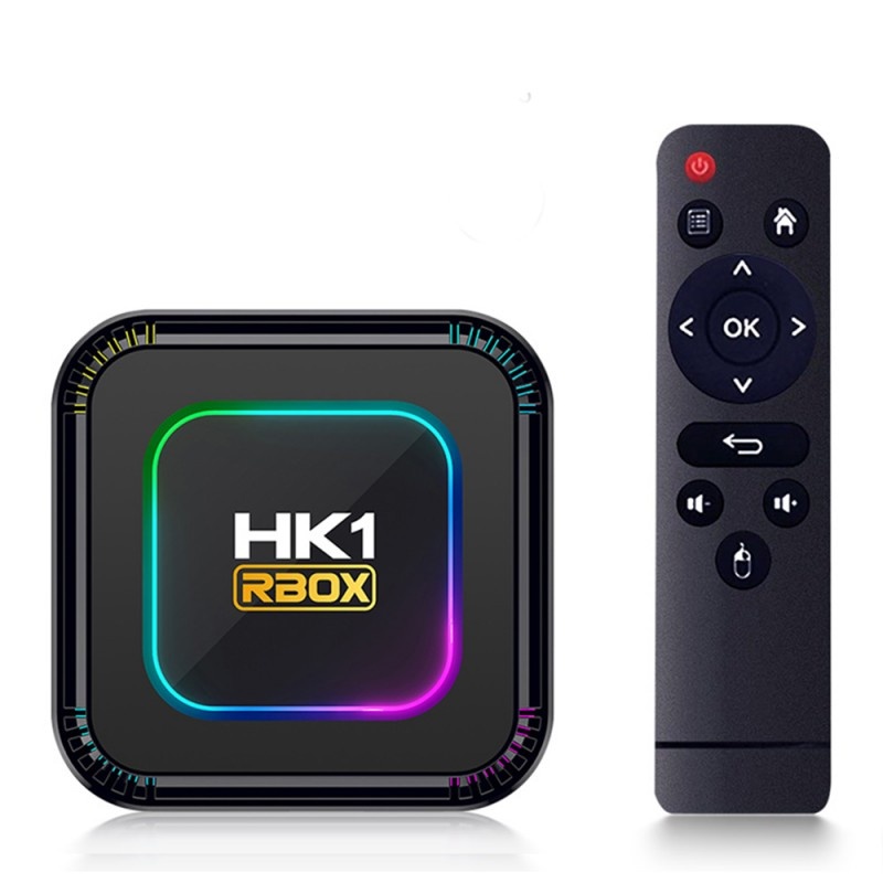 Resigilat TV Box Techstar® HK1 K8 RK3528 Smart Media Player, 8K, RAM 4GB, ROM 64GB, Bluetooth 5.0, Android 13, RK3528 Quad Core ARM Cortex-A53, Culori RGB Programabile, Telecomanda IR, Negru