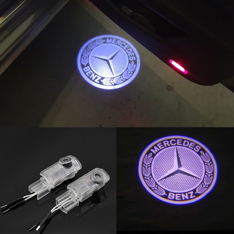 Set 2 Bucati Emblema Logo LED Portiera dedicata Marca Auto MERCEDES - 1 | YEO