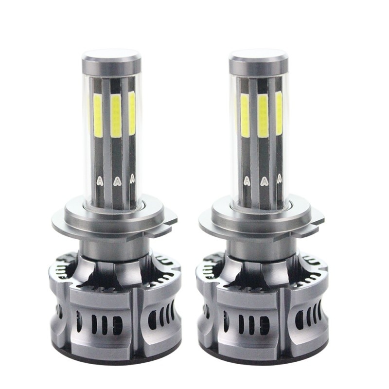 Set 2 LED-uri Auto Techstar® N8, H7, 50w, 5500 Lumeni, 3000K-8000K, AUTO, 12-24 Volti, COB, Canbus, Radiator Aluminiu, 3 Nuante