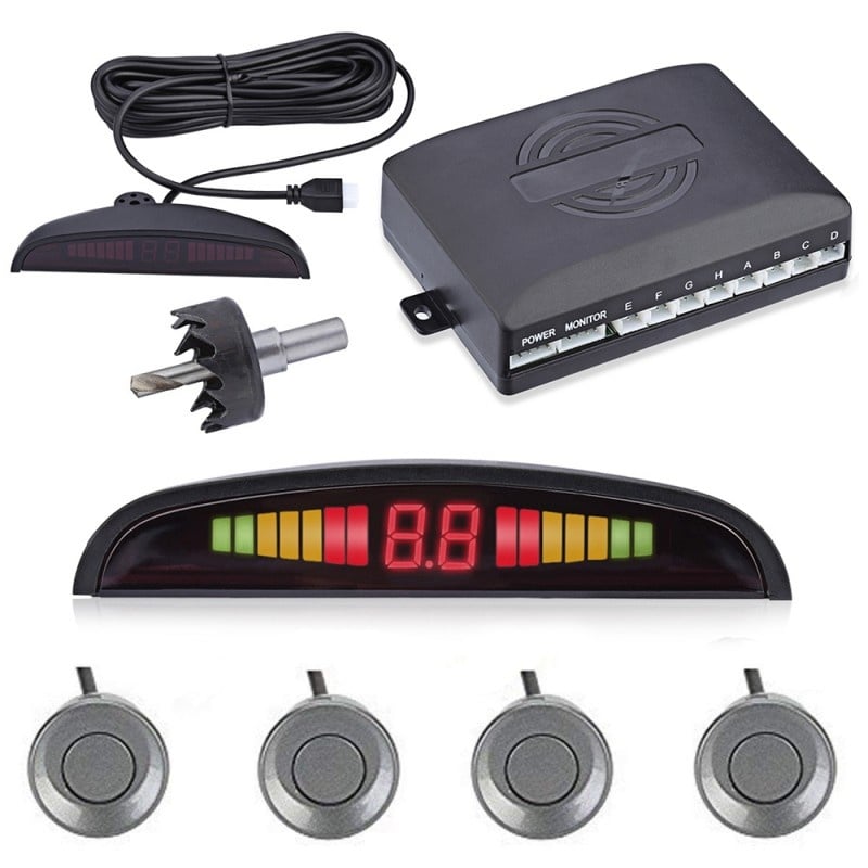 Set Senzori Parcare Auto Detector Parktronic Display Radar Monitor 4 Senzori Gri Deschis