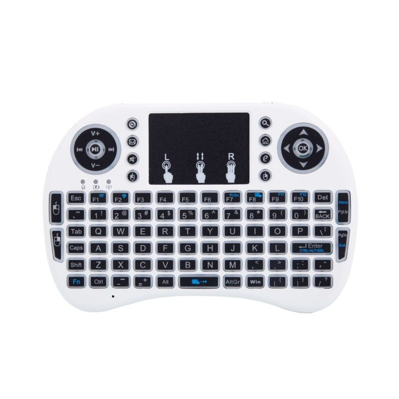 Tastatura Wireless Techstar® i8, Alb, Air Mouse Touchpad 2.4ghz pentru Android TV si Mini PC