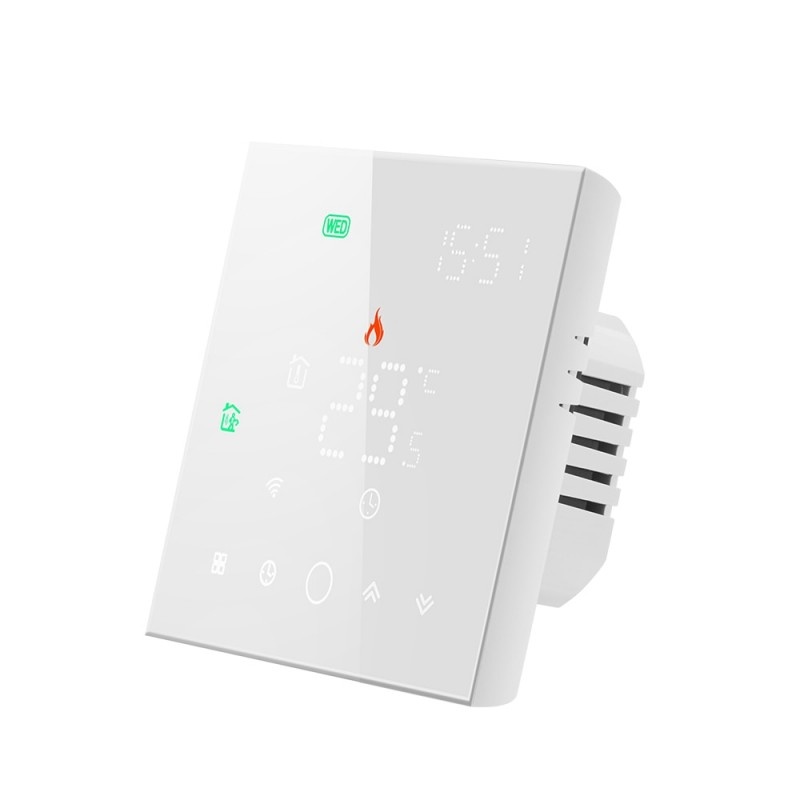 Termostat Techstar® Smart TH-10W, Wireless, 16A, 3500W, Google Home, Alexa, Tuya, Senzor Pardoseala, Alb