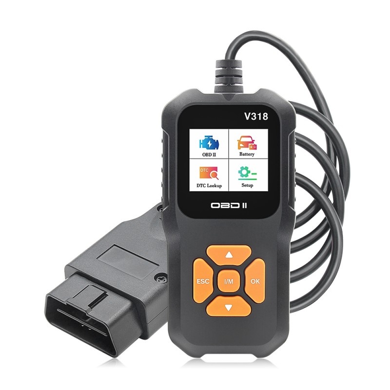 Tester diagnoza auto Techstar® V318, Citire/Stergere coduri de eroare, LCD, Scaner baterie/sistem de încărcare, Test Citire/Ștergere coduri ABS, Vizualizare date live