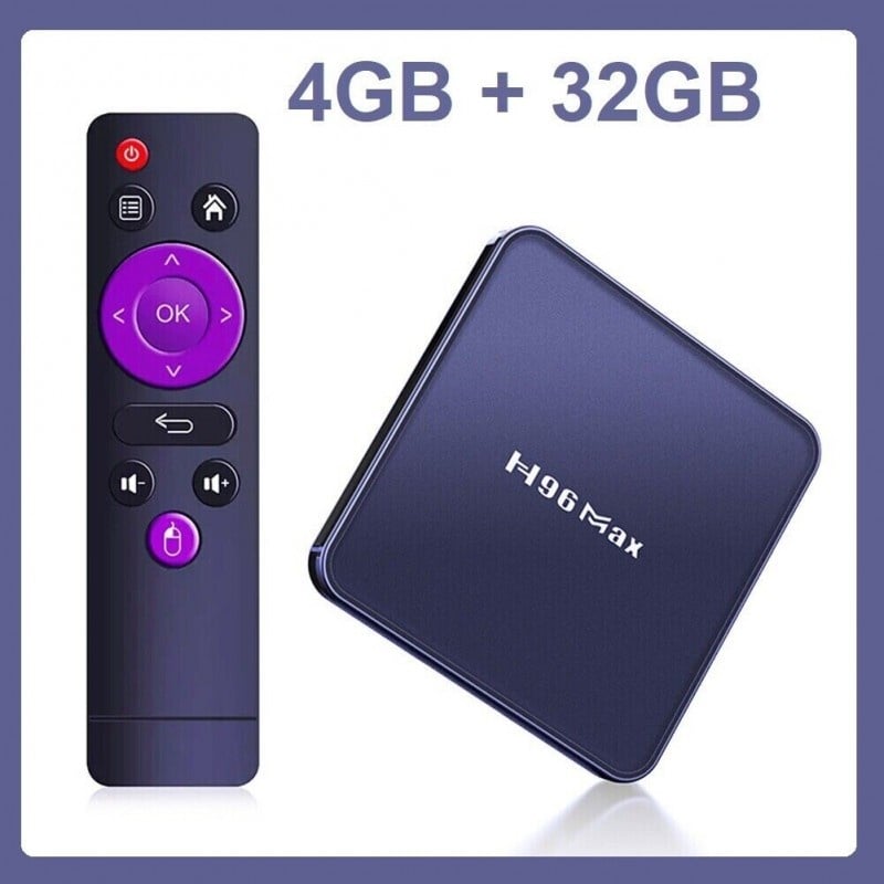 TV Box Media Player Techstar® H96 Max V12, 4K, RAM 4GB DDR3, ROM 32GB, Android 12, RK3318 Quad Core, WiFi dual band, Slot Card, Negru - 1 | YEO