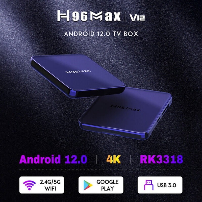 TV Box Media Player Techstar® H96 Max V12, 4K, RAM 4GB DDR3, ROM 64GB, Android 12, RK3318 Quad Core, WiFi dual band, Slot Card, Negru - 3 | YEO