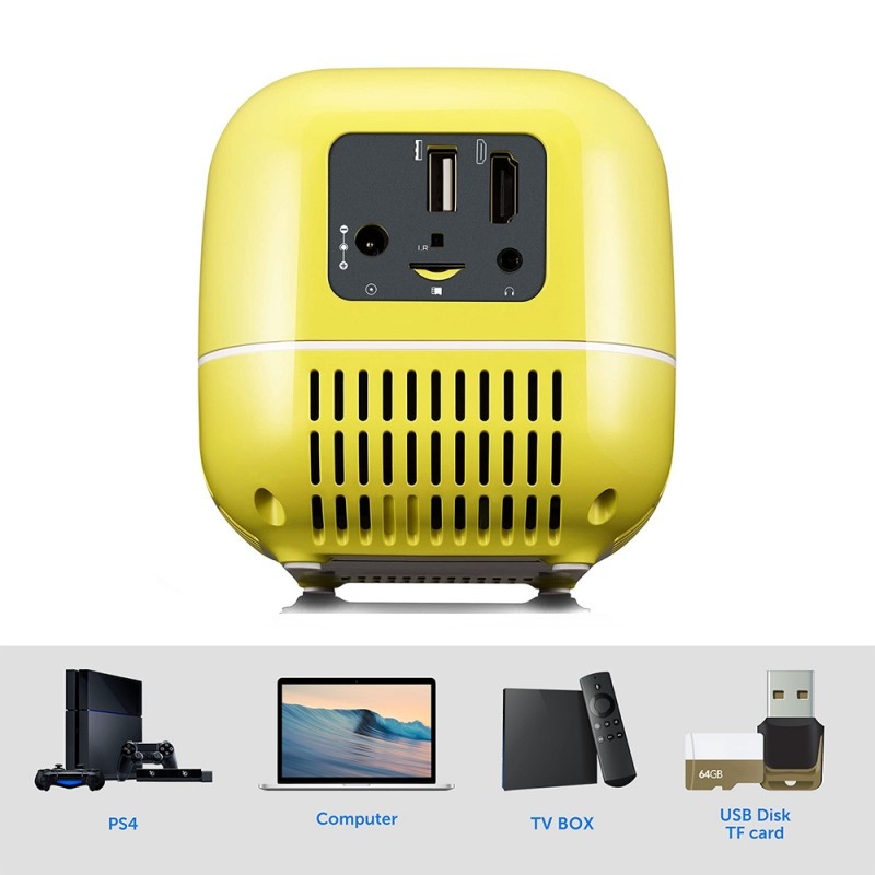 Poze Videoproiector Portabil Vivibright L1, Full HD 1080P, 1000 Lumeni, USB, HD-IN, VGA, DC-IN, AV, Card TF, Difuzor Incorporat, Galben