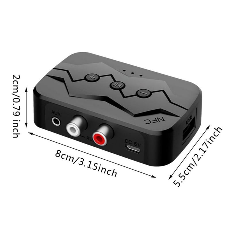 Adaptor Bluetooth Techstar® M23, transmitator si receptor pentru TV/PC/Sistem de sunet pentru casa, Jack 3.5mm, Micro SD, USB, AUX, NFC, RCA, Negru - 2 | YEO