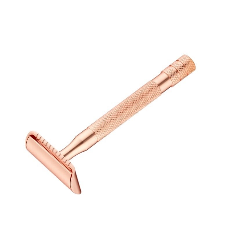 Aparat de ras Classic Safety Razor Techstar® SR2, Aliaj de Zinc, Cu Lame De Rezerva, Reutilizabil, Ecologic, Rose Gold - 3 | YEO