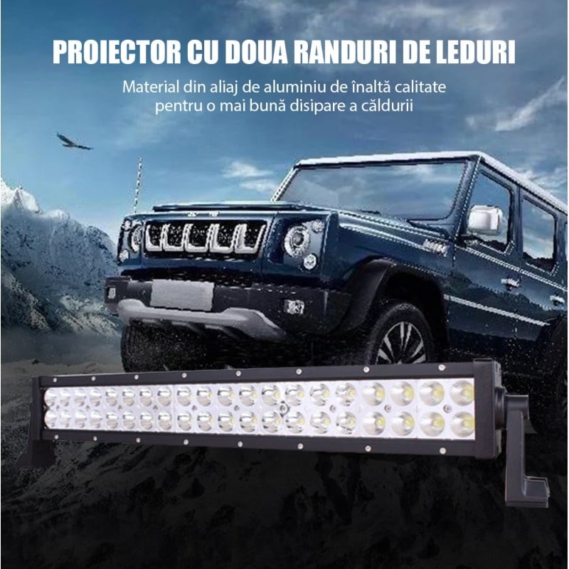 Bara proiectoare LED Auto Offroad Techstar® PNA1, 36W, 12V-24V, 6000 K, 3500 Lumeni, IP 67, 17 cm, Flood Beam 60° cu Leduri CREE XBD, Negru - 3 | YEO