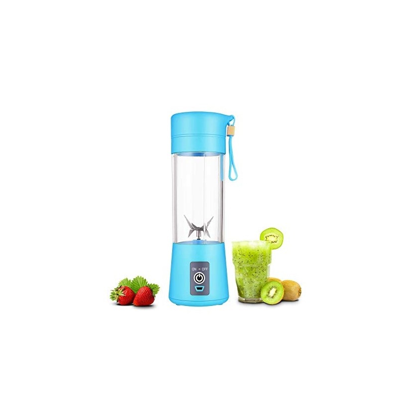 Blender Portabil Techstar® Smart Juicer, Mixer USB de 380 ml, Electric, Albastru
