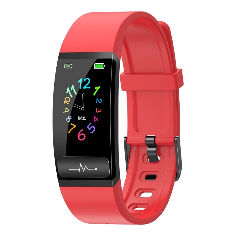 Bratara Fitness Techstar® M8, Ecran 0.96" inch, Bluetooth 4.0, IP66, Electrodiagrama ECG, PPG, Tensiune, Temperatura, Puls, Calitate Somn, Rosu