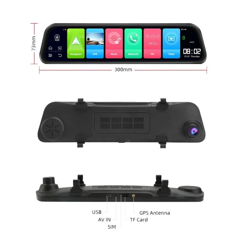 Camera Auto Dubla Tip Oglinda T41S , Android 8.1, 4G si WiFi, 12