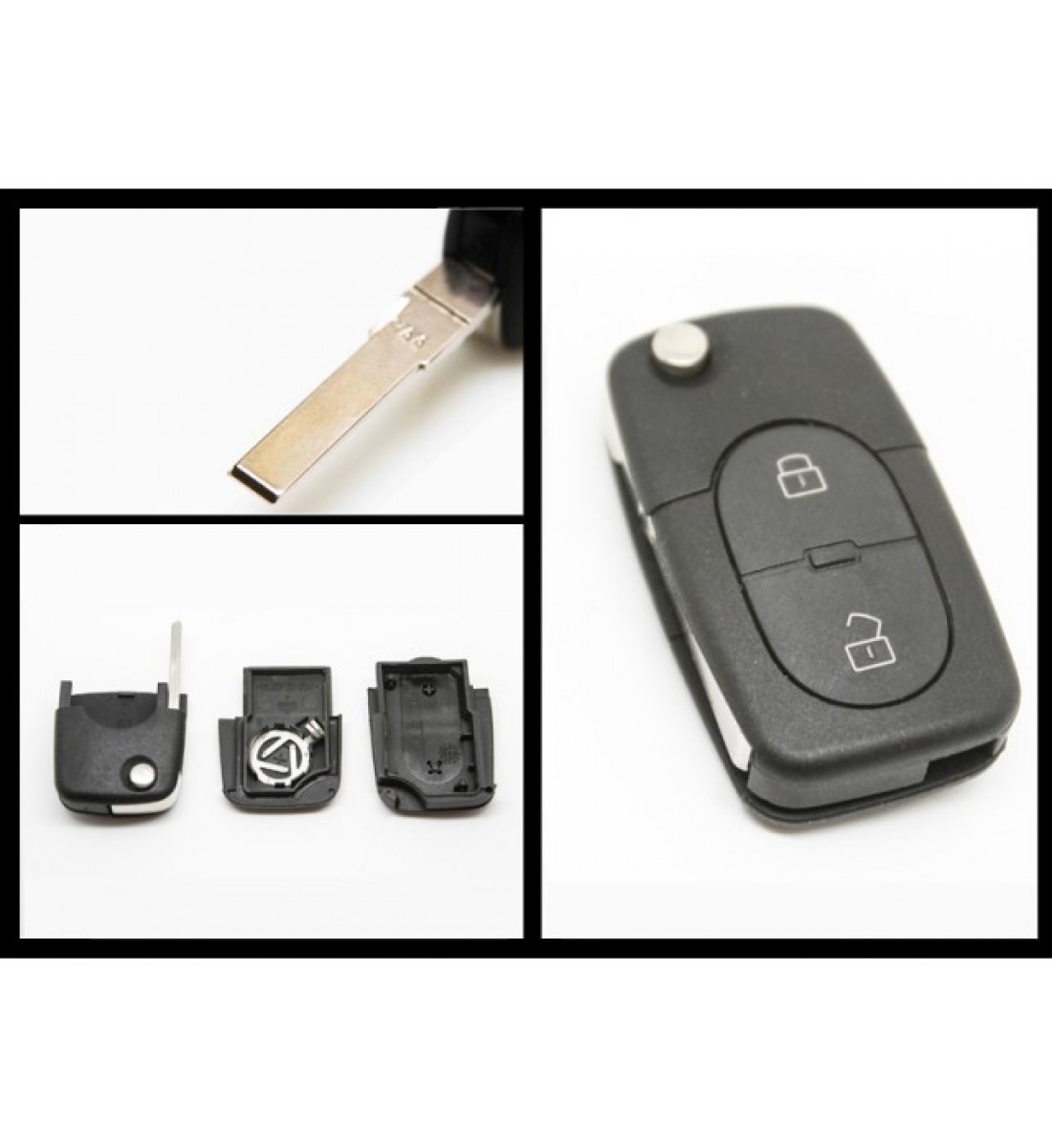 Carcasa cheie auto Techstar 2 butoane compatibila VW Golf MK4, Passat B5, Bora 1998–2001 – lama HU66, pentru baterie CR1620 - 3 | YEO
