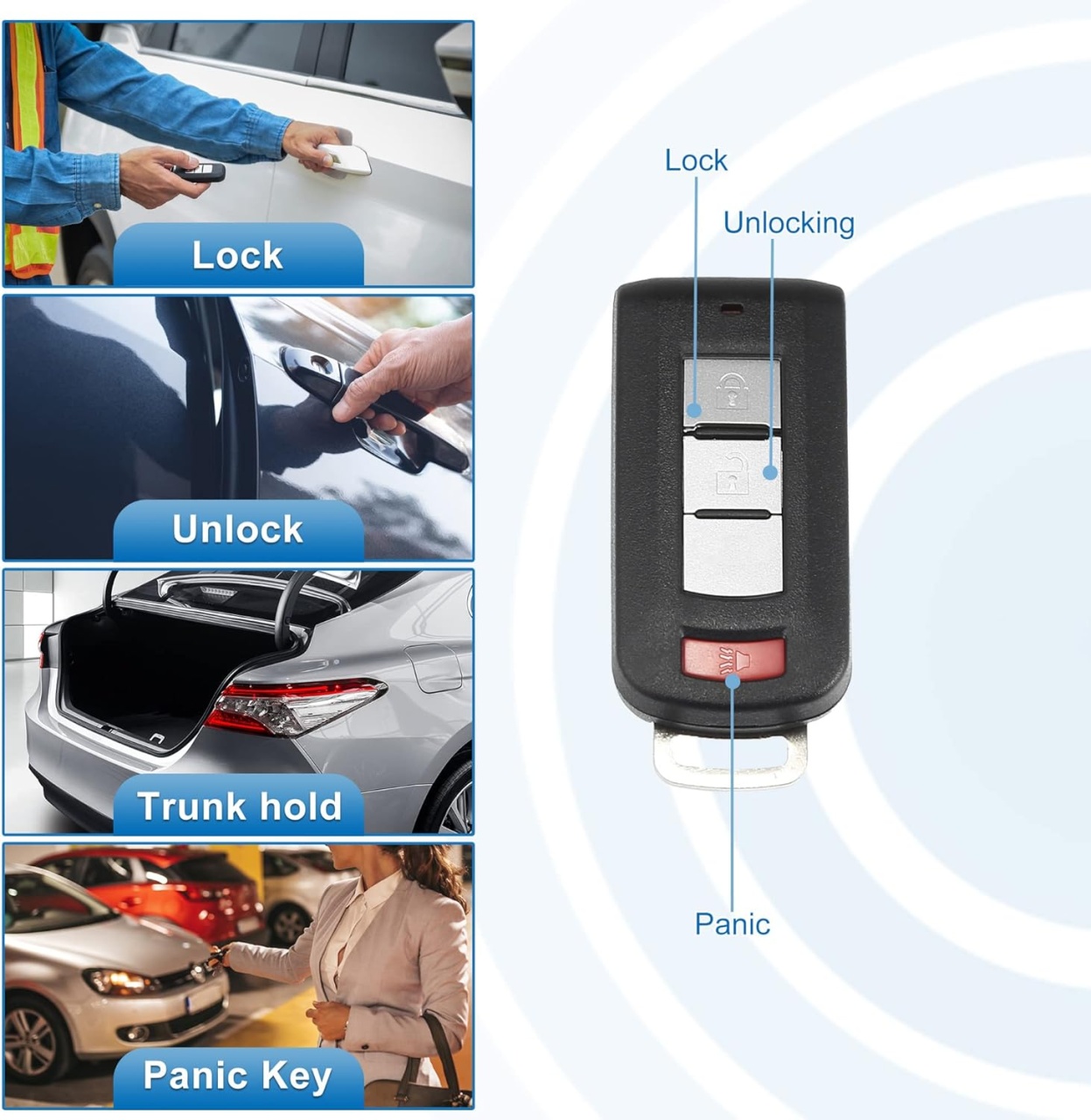 Carcasa Cheie Auto Techstar cu 3 butoane, Compatibila Mitsubishi Outlander 2010–2018, Lancer 2008–2016 - 3 | YEO