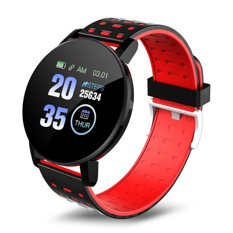 Ceas Smartwatch Techstar(R) 119 Rosu, 1.3 inch IPS, Monitorizare Cardiaca, Tensiune. Oxigenare, Sedentary, Bluetooth, IP65