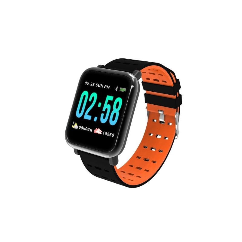 Ceas Smartwatch Techstar® A6, 1.3inch, Bluetooth 4.0, Monitorizare Tensiune, Puls, Oxigenare Sange, Alerte Sedentarism, Portocaliu