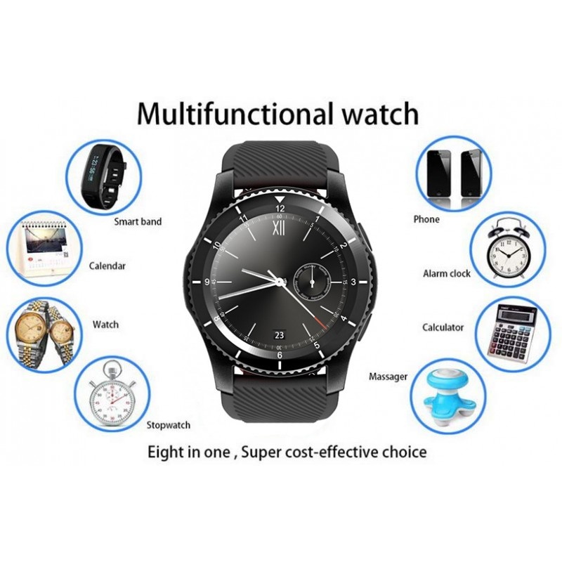 Poze Ceas Smartwatch Techstar® DT No.1 G8, MTK2502, Bluetooth 4.0, SIM, Notificari, Monitorizare Puls, Culoare Negru