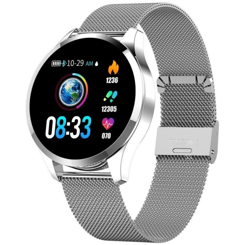 Ceas Smartwatch Techstar® Q9, Bluetooth 4.0, Waterproof IP65, IPS Touch HD, Potrivit Fitness, Android, iOS, Silver