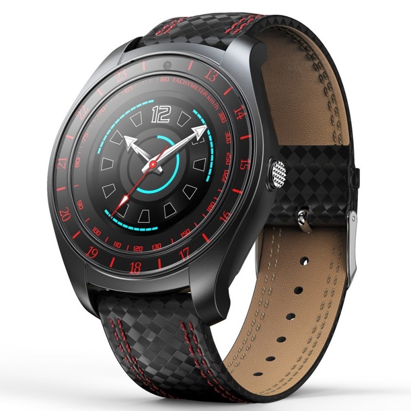 Ceas Smartwatch Techstar® V10 Rosu, Carbon Metal, Cartela SIM, 1.22 inch, Alerte Sedentarism, Hidratare, Bluetooth 4.0