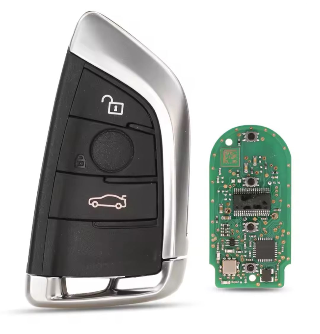Cheie auto completa si programabila Techstar, compatibila cu BMW Seria 1 2 3 4 5 6 7, X3 X4 X5 X6, M2 M3 M4 – 433MHz, chip ID49 PCF7945, carcasa cu 3 butoane